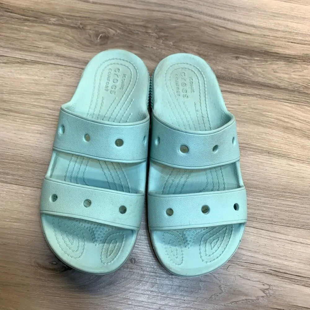 Crocs Classic 206761 Two-Strap Sandals Slides‎ Light Blue Mens 4  Womens 6